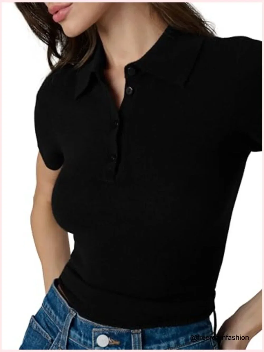 Cashmere Short Sleeve Polo Sweater - Womens Fitted